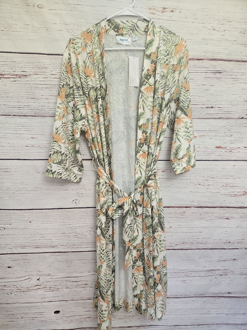 National S/M Tropical Floral Print Long Kimono Duster Cardigan NWT